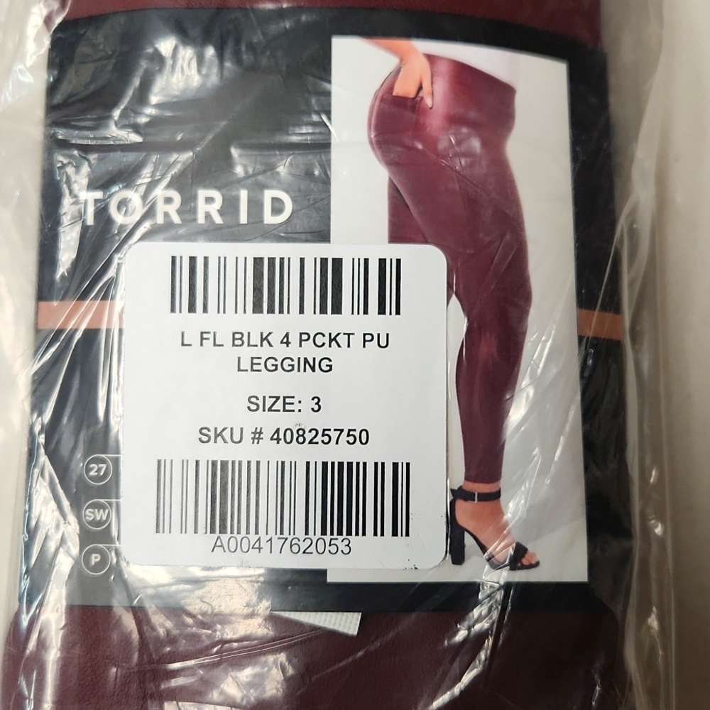 ❤️NWT TORRID LEGGING - FAUX VEGAN LEATHER - POCKETS MERLOT PLUS SIZE - Picture 8 of 13